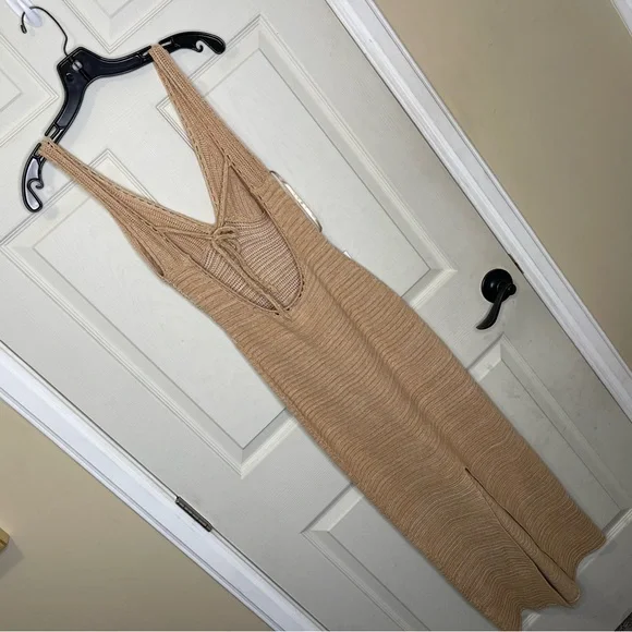 Torn by Ronny Kobo Small "Brown Sand" Beige/Tan Madi Knit Crochet Maxi Dress - Picture 10 of 10